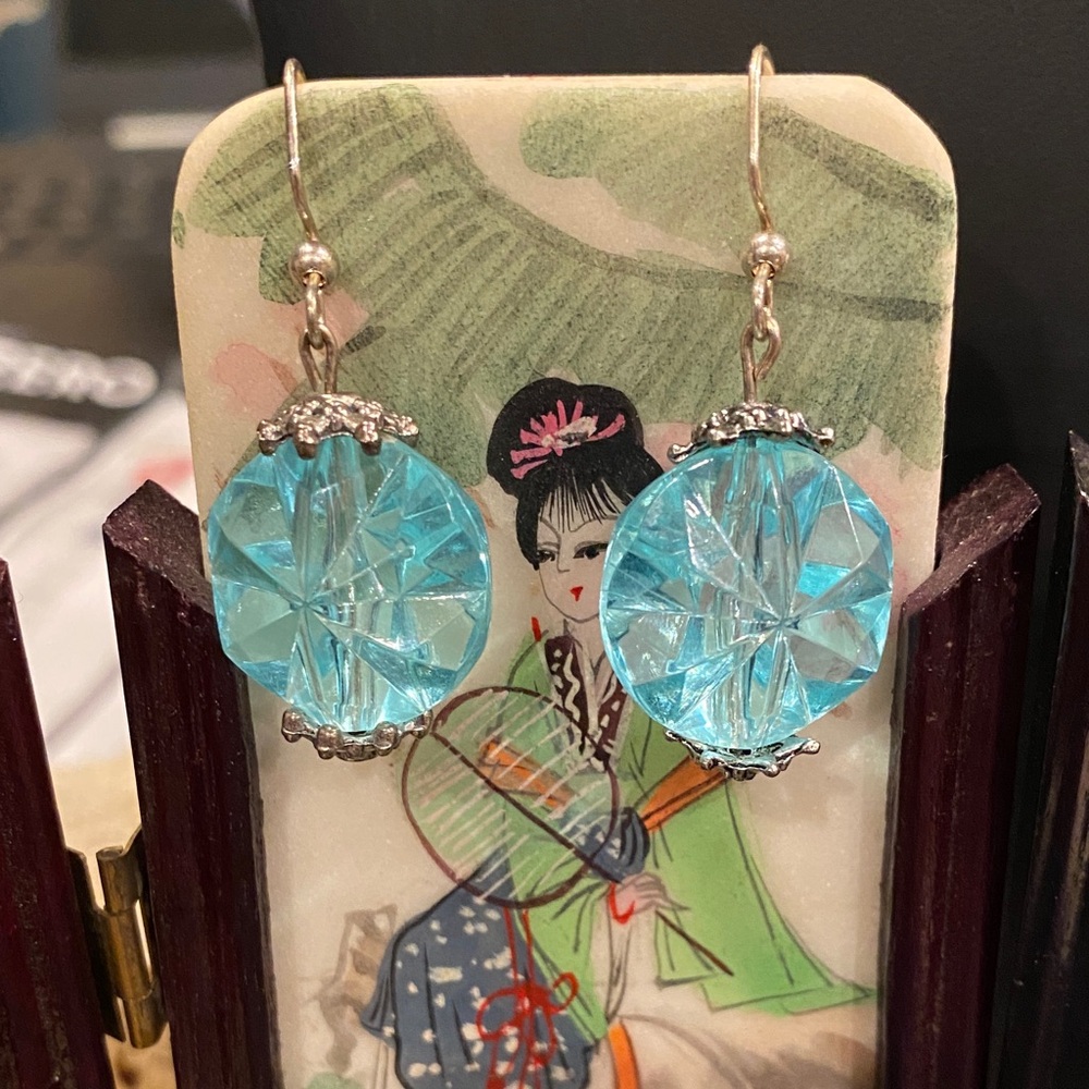 Elegant Blue  Pierced Earrings